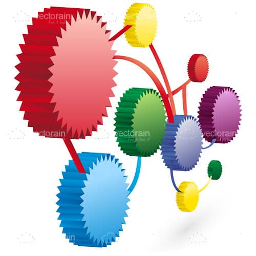 Multiple Coloured Connected Cogs